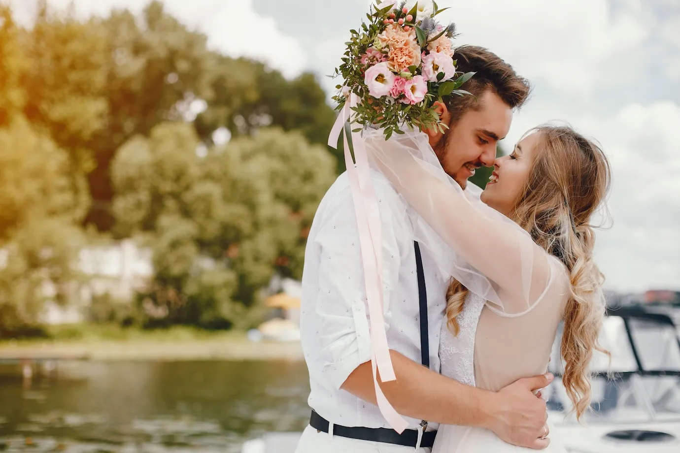 beautiful bride with her husband