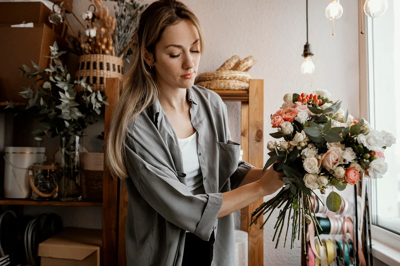 florist making beautiful floral 1