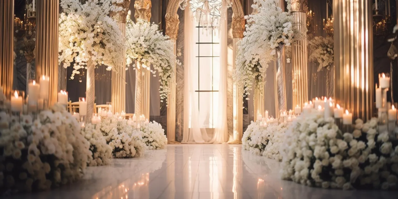 wedding aisle shining with light